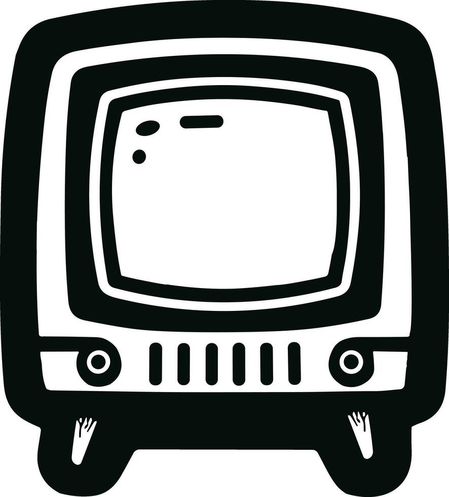 negro y blanco retro televisión silueta ilustración Pro vector