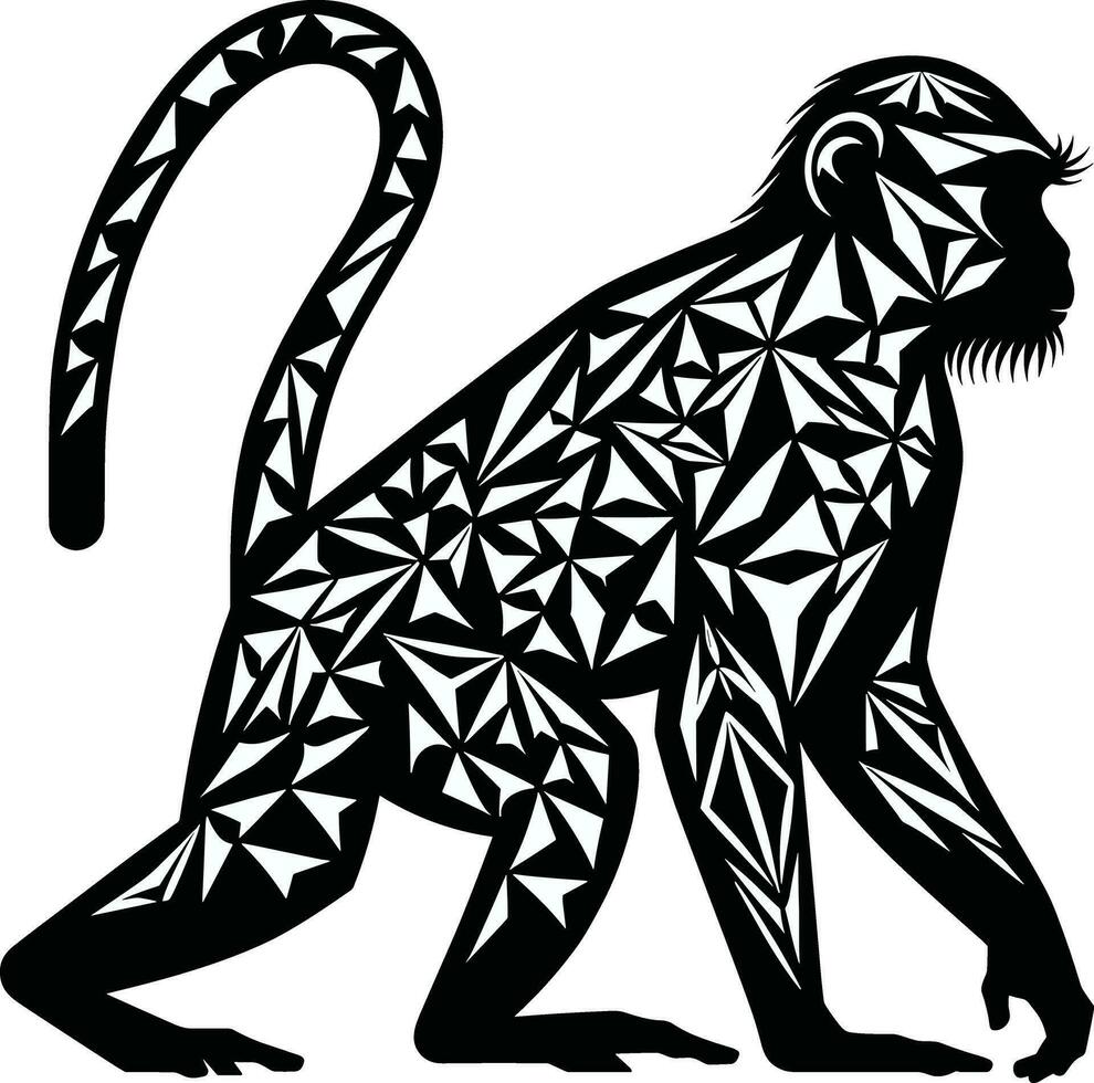 Black and White Monkey Silhouette Illustration vector