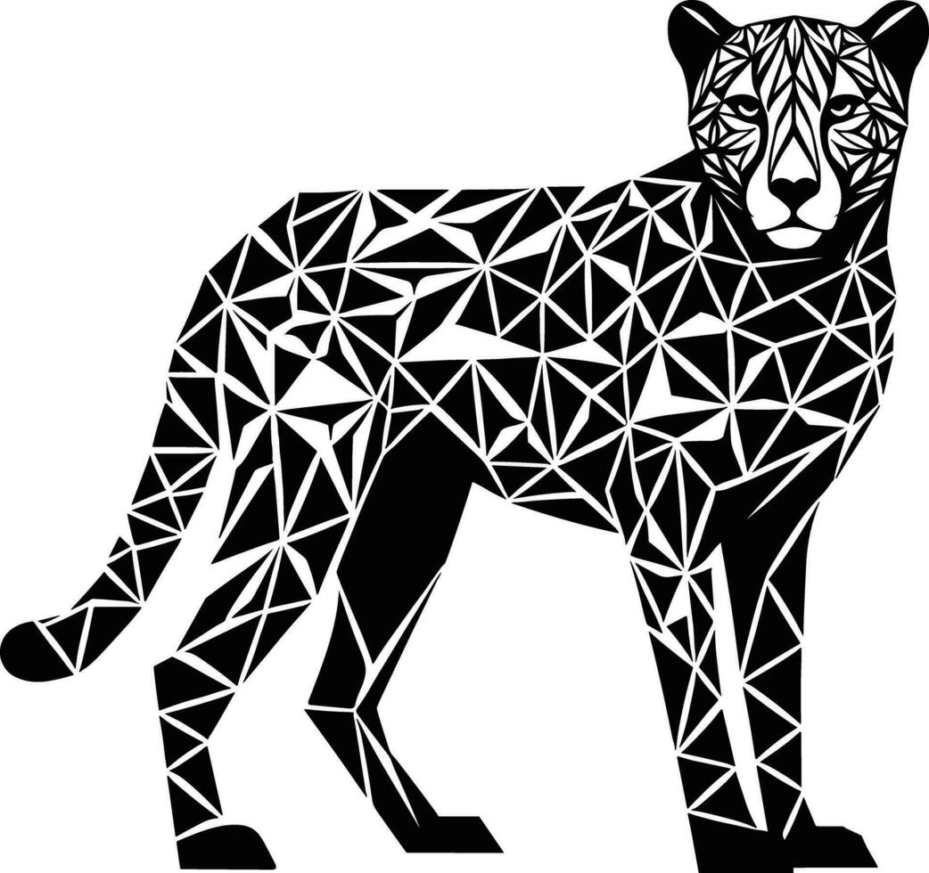 Black and White Cheetah Silhouette Illustration vector