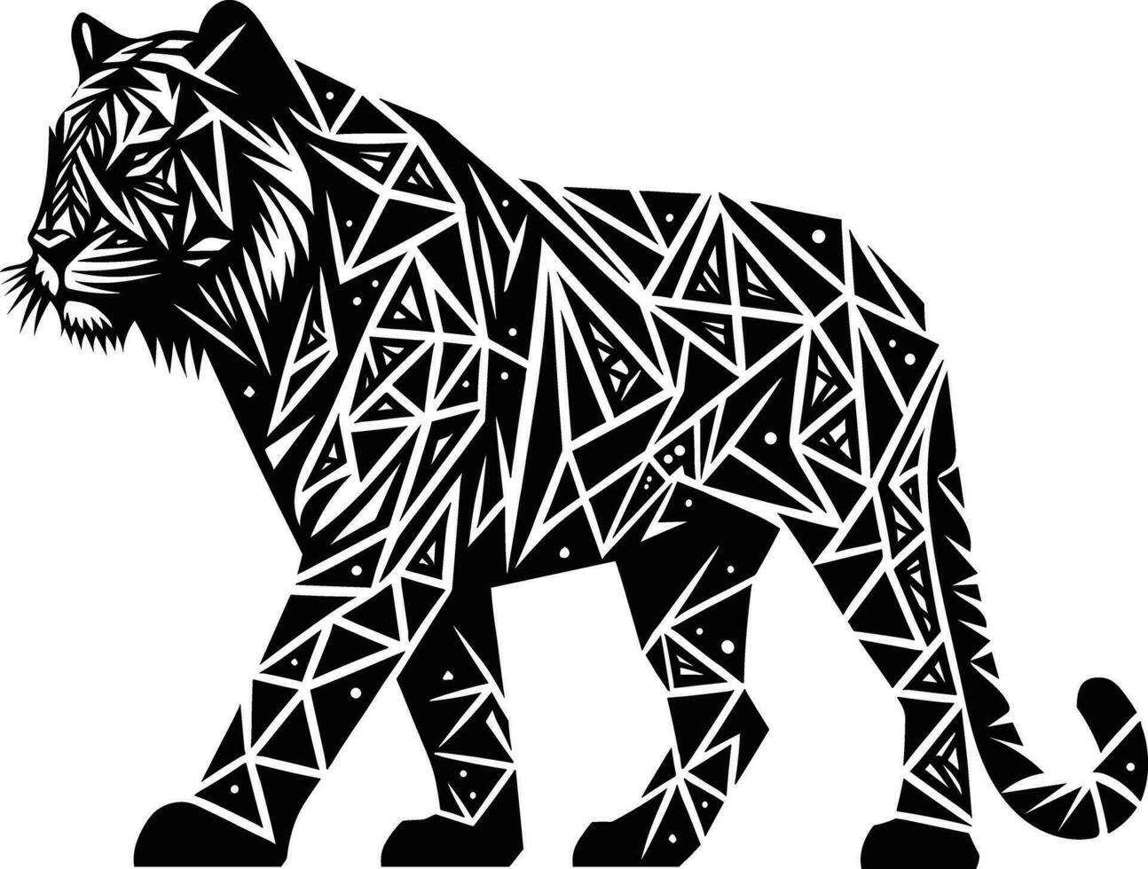 Black and White Tiger Silhouette Illustration vector