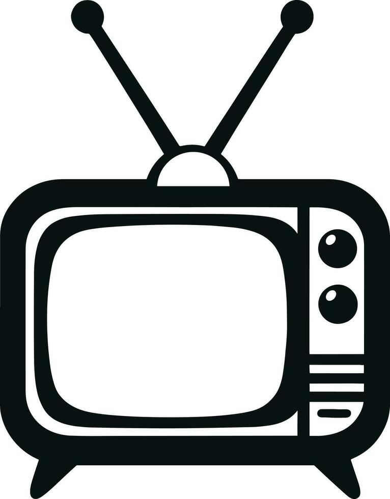 Black and White Retro TV  Silhouette Illustration Pro Vector