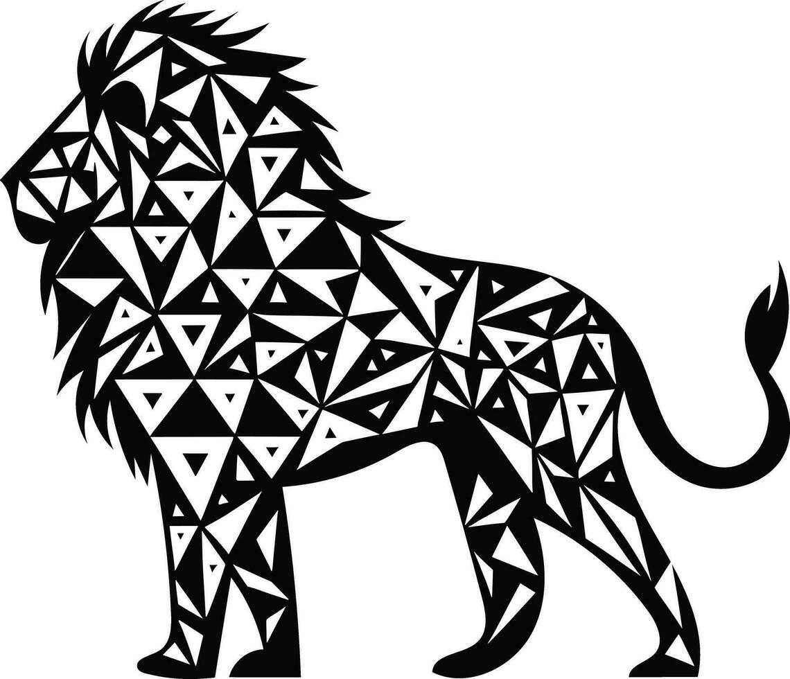 Black and White Lion Silhouette Illustration vector