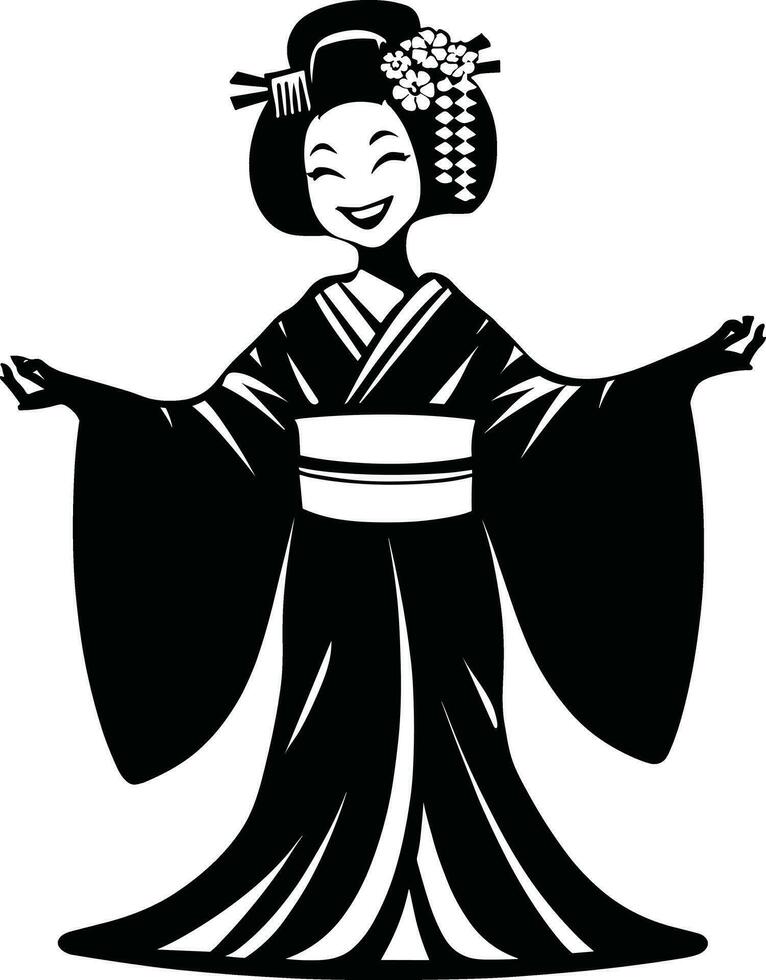 AI generated Japanese Geisha Clipart Illustration Free Vector