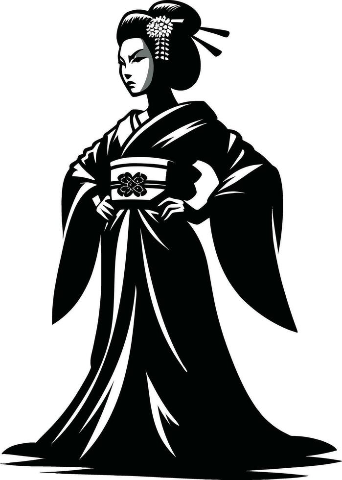 AI generated Japanese Geisha Clipart Illustration Pro Vector