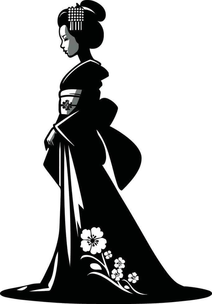 AI generated Japanese Geisha Clipart Illustration Pro Vector