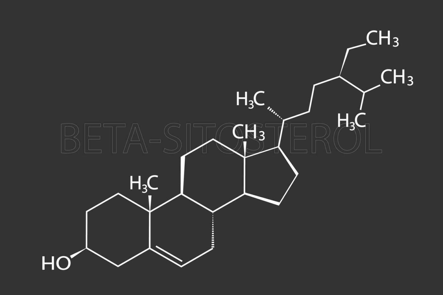 Beta-sitosterol molecular skeletal chemical formula vector