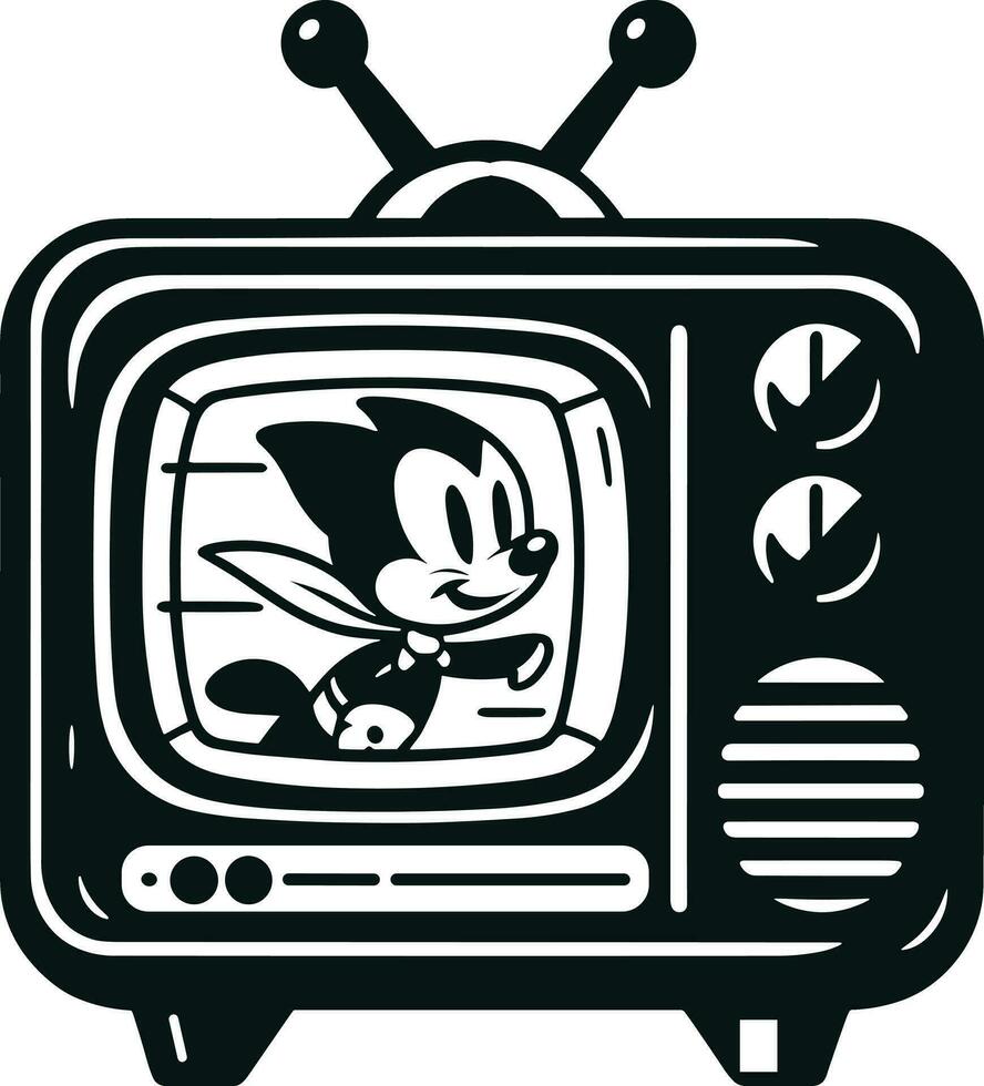 negro y blanco retro televisión silueta ilustración Pro vector