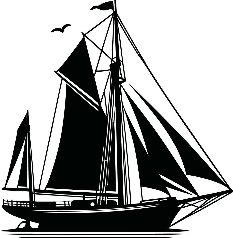 AI generated Sailing Boats  Silhouette Illustration Pro Vector