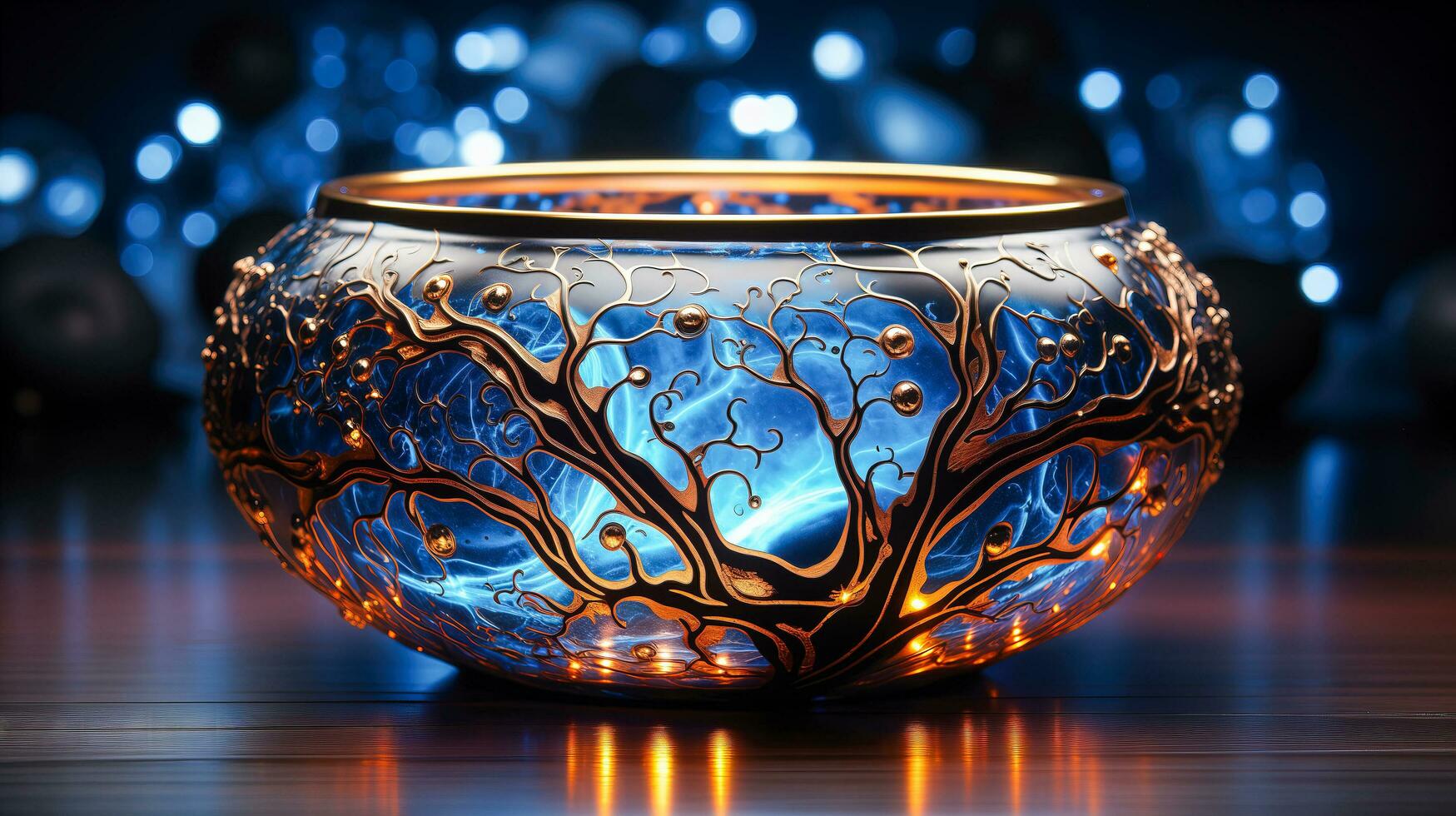 AI generated Magical tableware, deep vase for food in magical style. photo