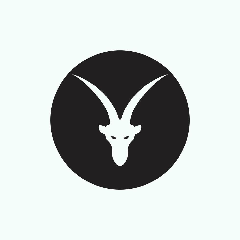 vector icon - san clemente island goat, face goat isolated on black circle - flat silhouette style