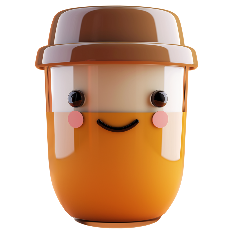 AI generated Cute coffee cup, 3d design. Suitable for design elements, drinks and advertising png