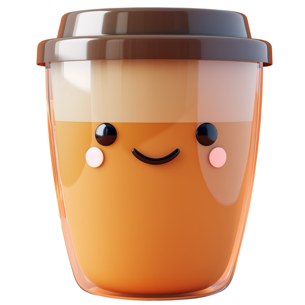 AI generated Cute coffee cup, 3d design. Suitable for design elements, drinks and advertising png