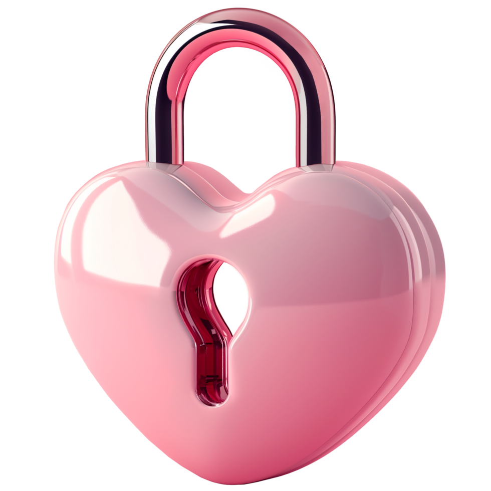 AI generated Love heart shaped padlock, 3d design. perfect for valentines, anniversaries, and design elements png