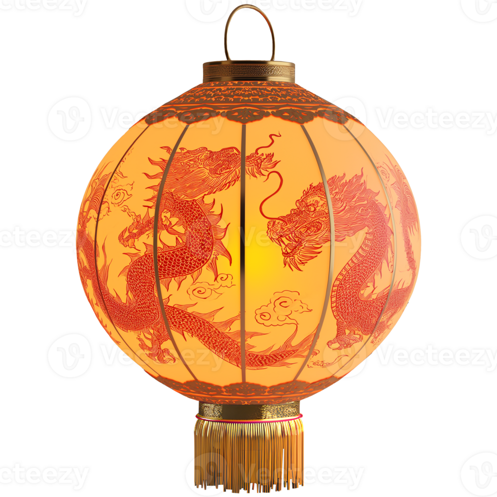 AI generated Chinese new year lantern with dragon motif, 3d design. Suitable for design elements, Chinese new year png