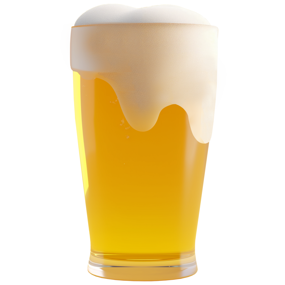 AI generated Glass of beer with foam, 3d design. Suitable for design elements, beverages and advertising png