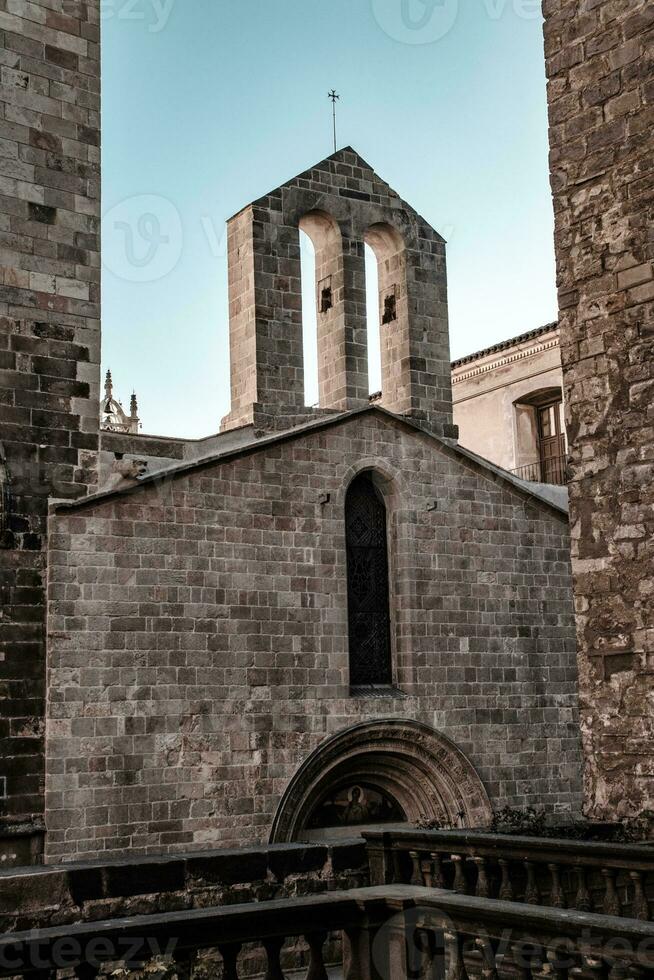 Historical architecture in Barcelona cityscape photo. Beautiful urban scenery photography. photo