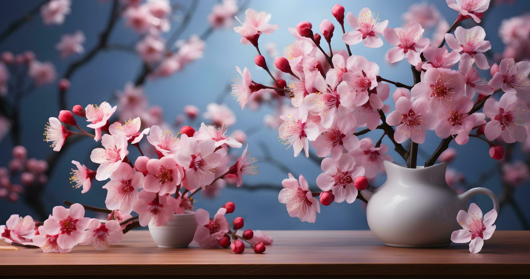 AI generated pink blossom flower background photo