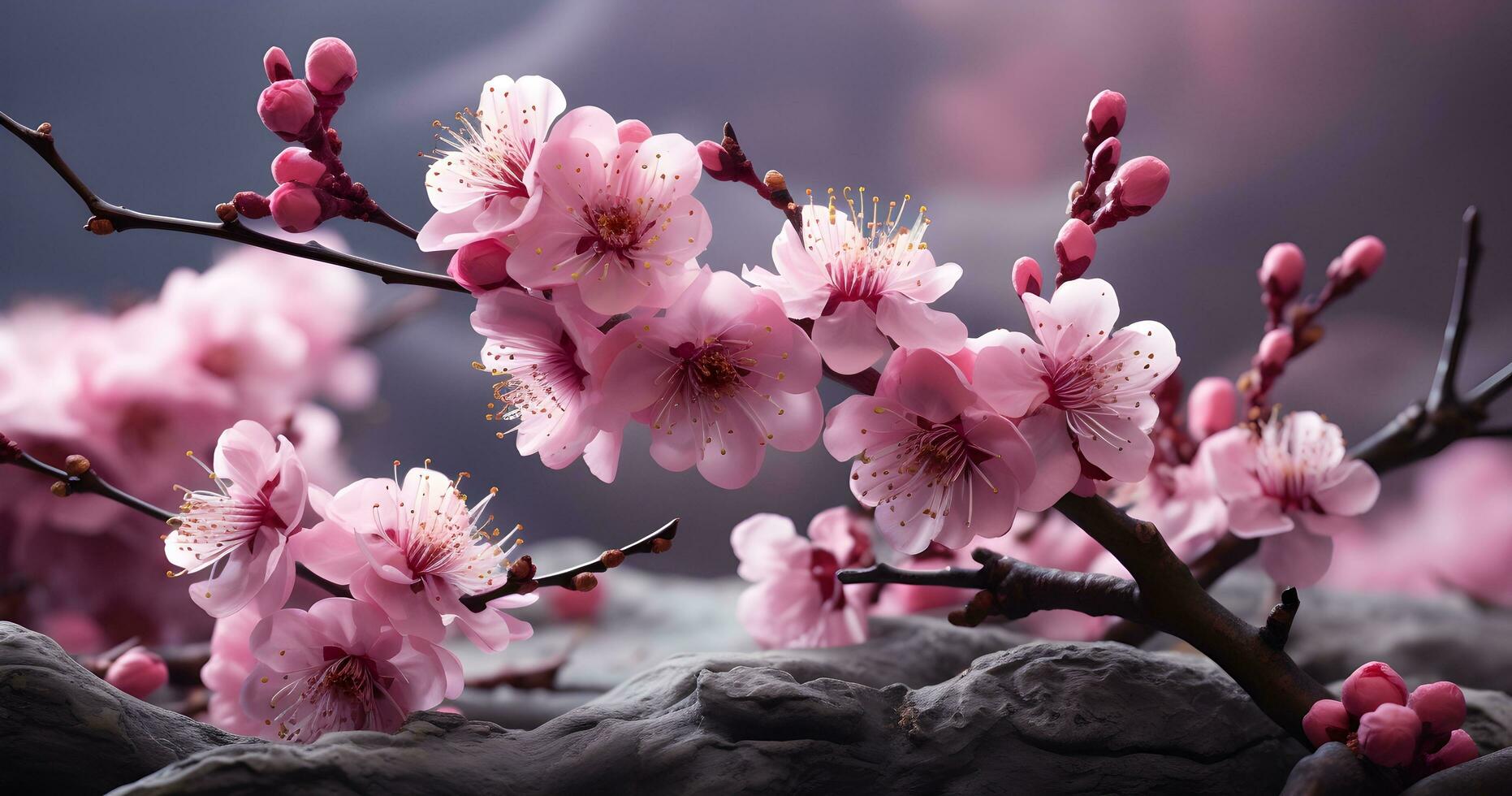 AI generated pink blossom flower background photo