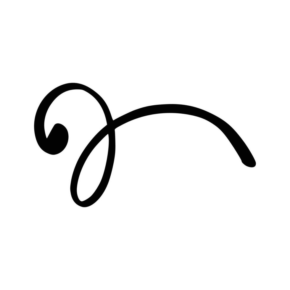 Abstract Sketch line element, swirl, decoration. Swirl ornament stroke. Ornamental curls, swirls divider and filigree ornaments vector illustration. Vector illustration