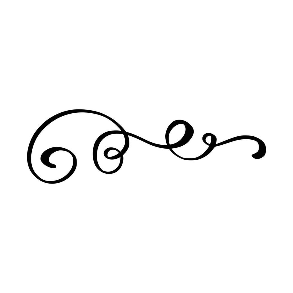 Abstract Sketch line element, swirl, decoration. Swirl ornament stroke. Ornamental curls, swirls divider and filigree ornaments vector illustration. Vector illustration