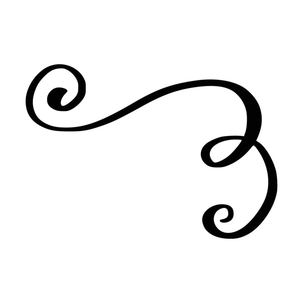 Abstract Sketch line element, swirl, decoration. Swirl ornament stroke. Ornamental curls, swirls divider and filigree ornaments vector illustration. Vector illustration