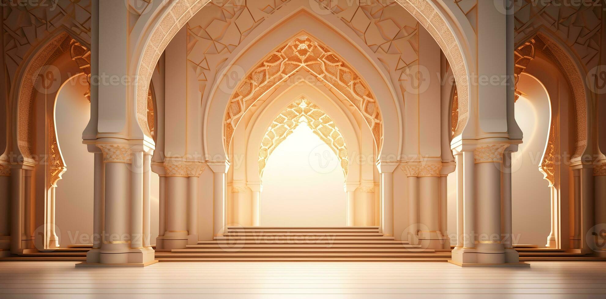 AI generated elegant grand mosque door arch interior photo