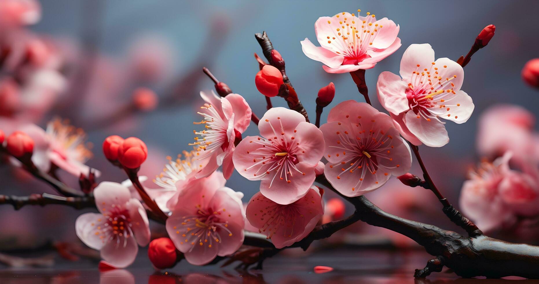 AI generated pink blossom flower background photo