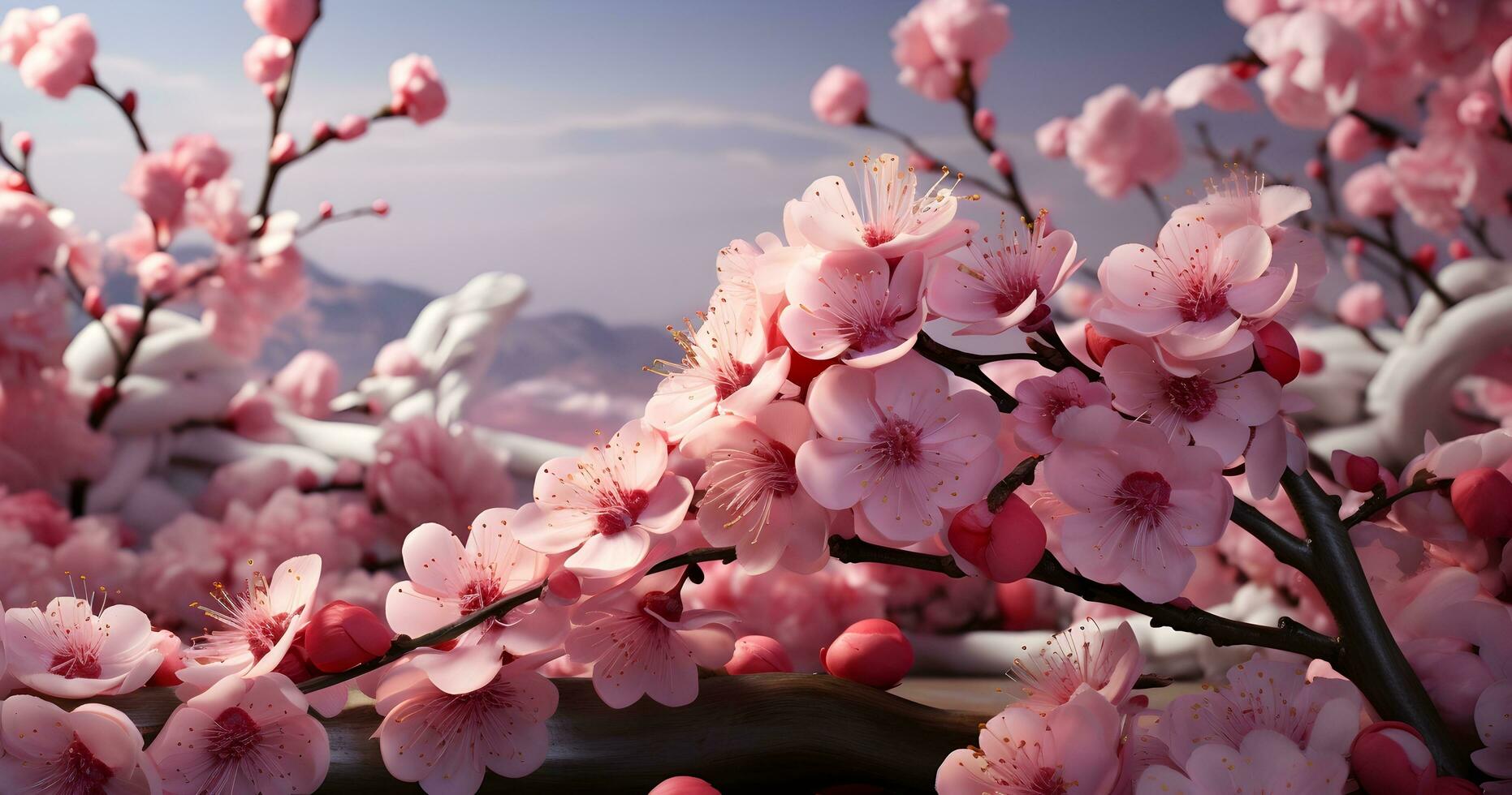 AI generated pink blossom flower background photo