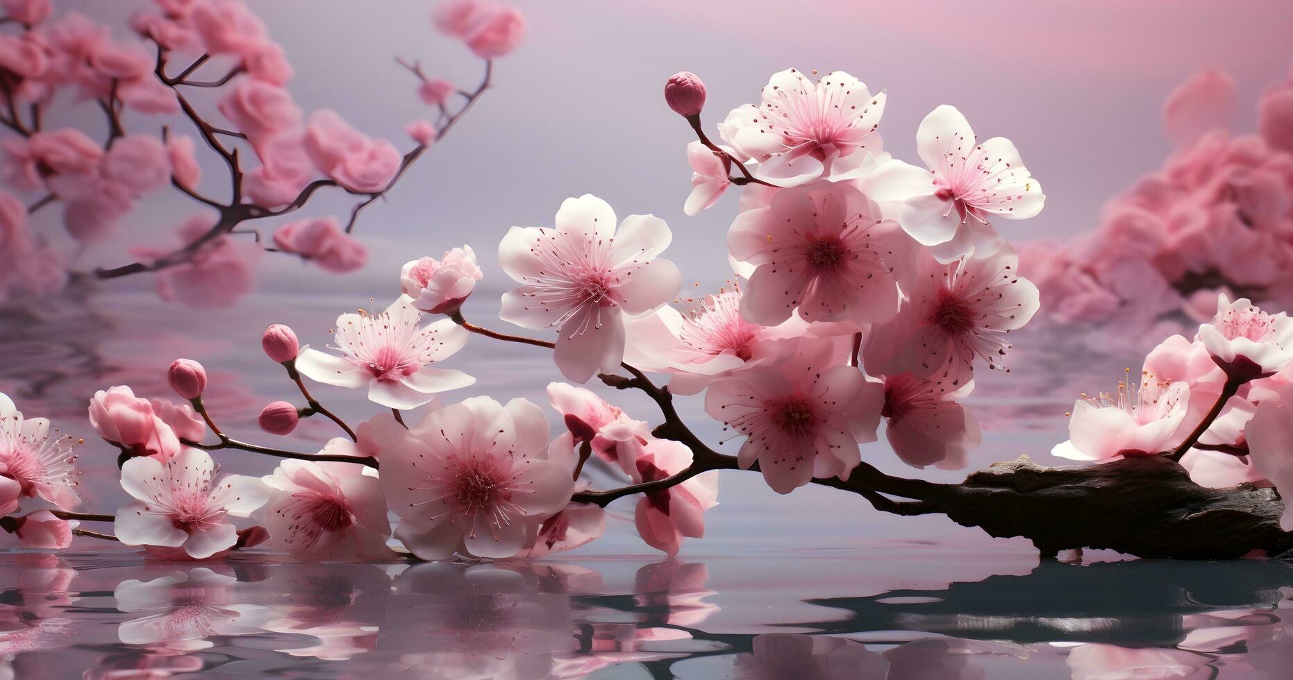 AI generated pink blossom flower background photo