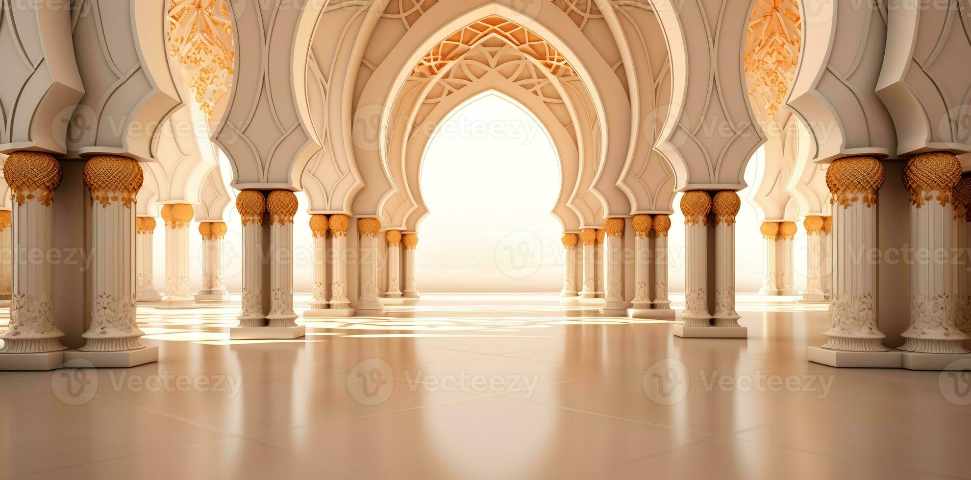 AI generated elegant grand mosque door arch interior photo