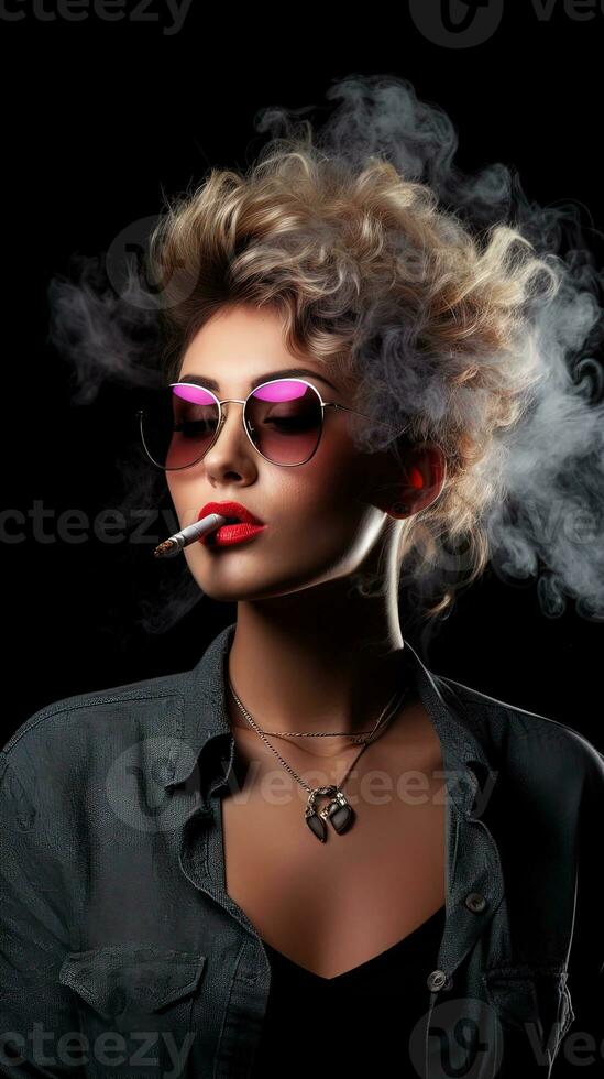 AI generated Beautiful woman with an electronic cigarette, ai generative photo