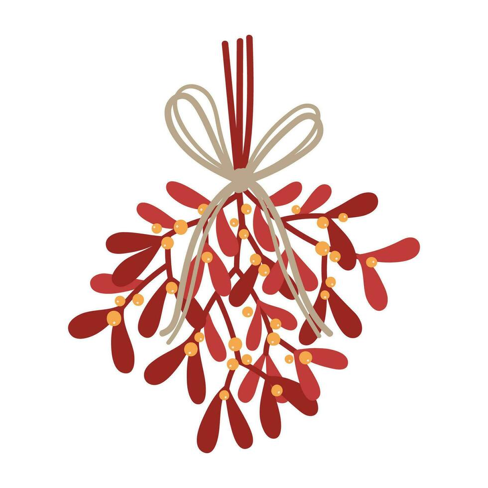 Vector illustration of christmas mistletoe bunch.