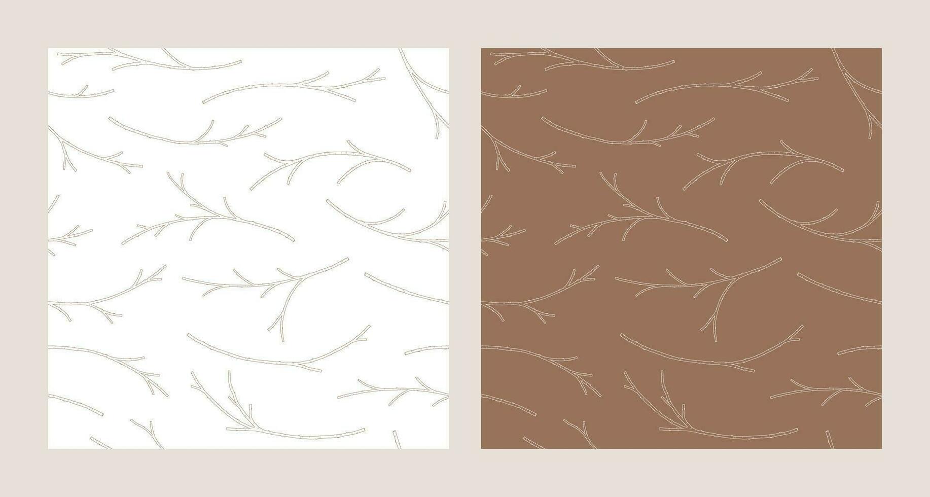 Set of two seamless patterns with apricot branches, vector illustration