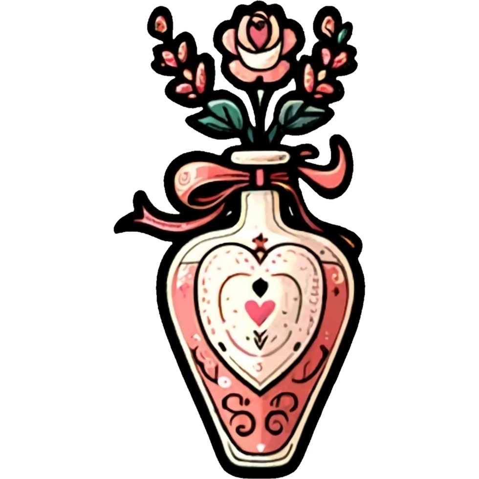 AI generated Valentine's Day  love potion bottle clipart. AI Generative free PNG. png