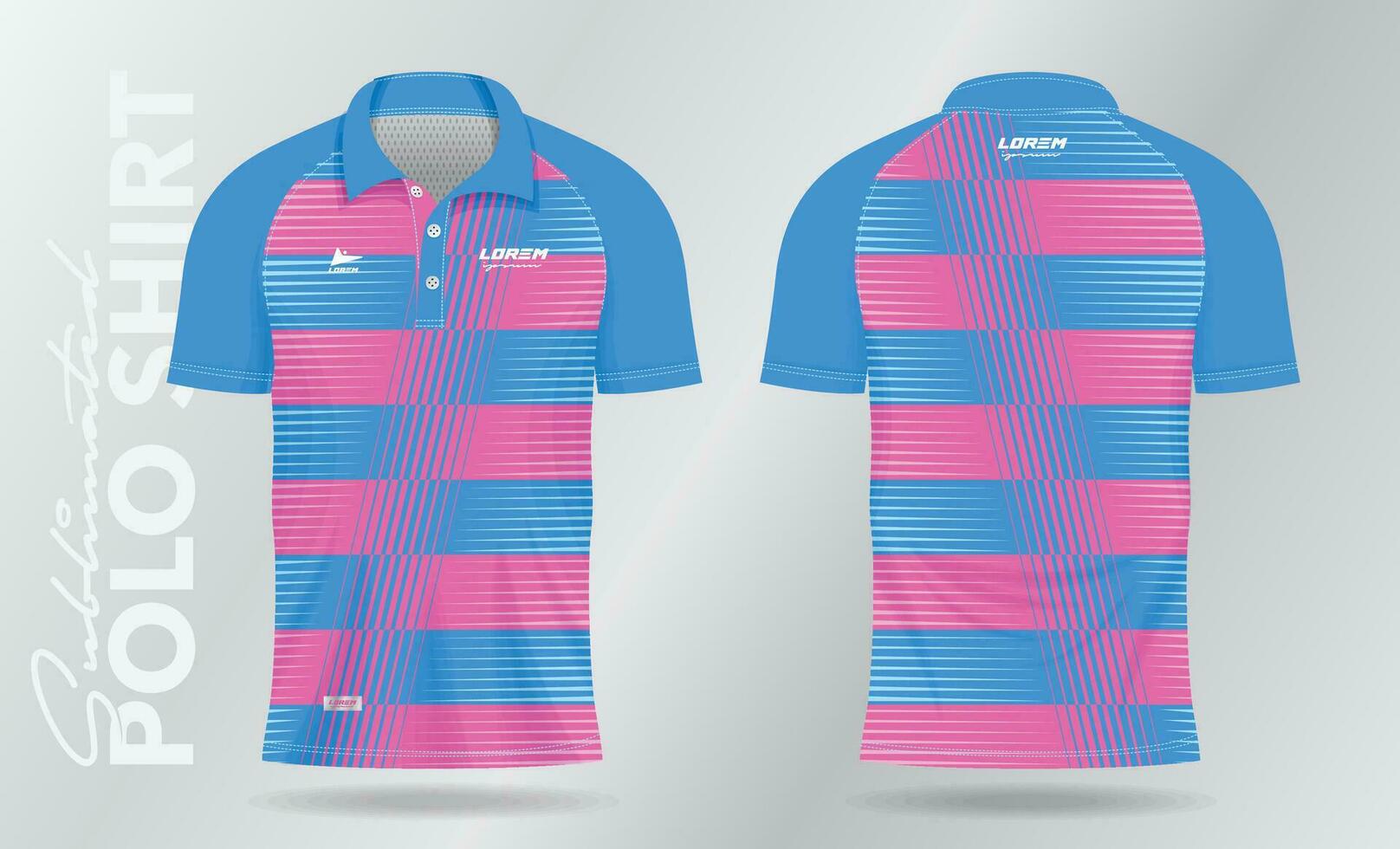 suave color azul y rosado sublimación polo deporte jersey modelo diseño vector