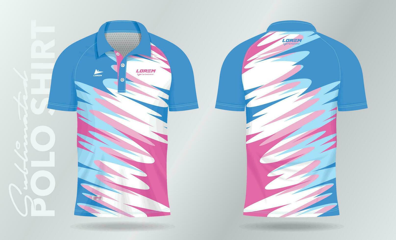 soft color blue and pink sublimation polo sport jersey template design vector