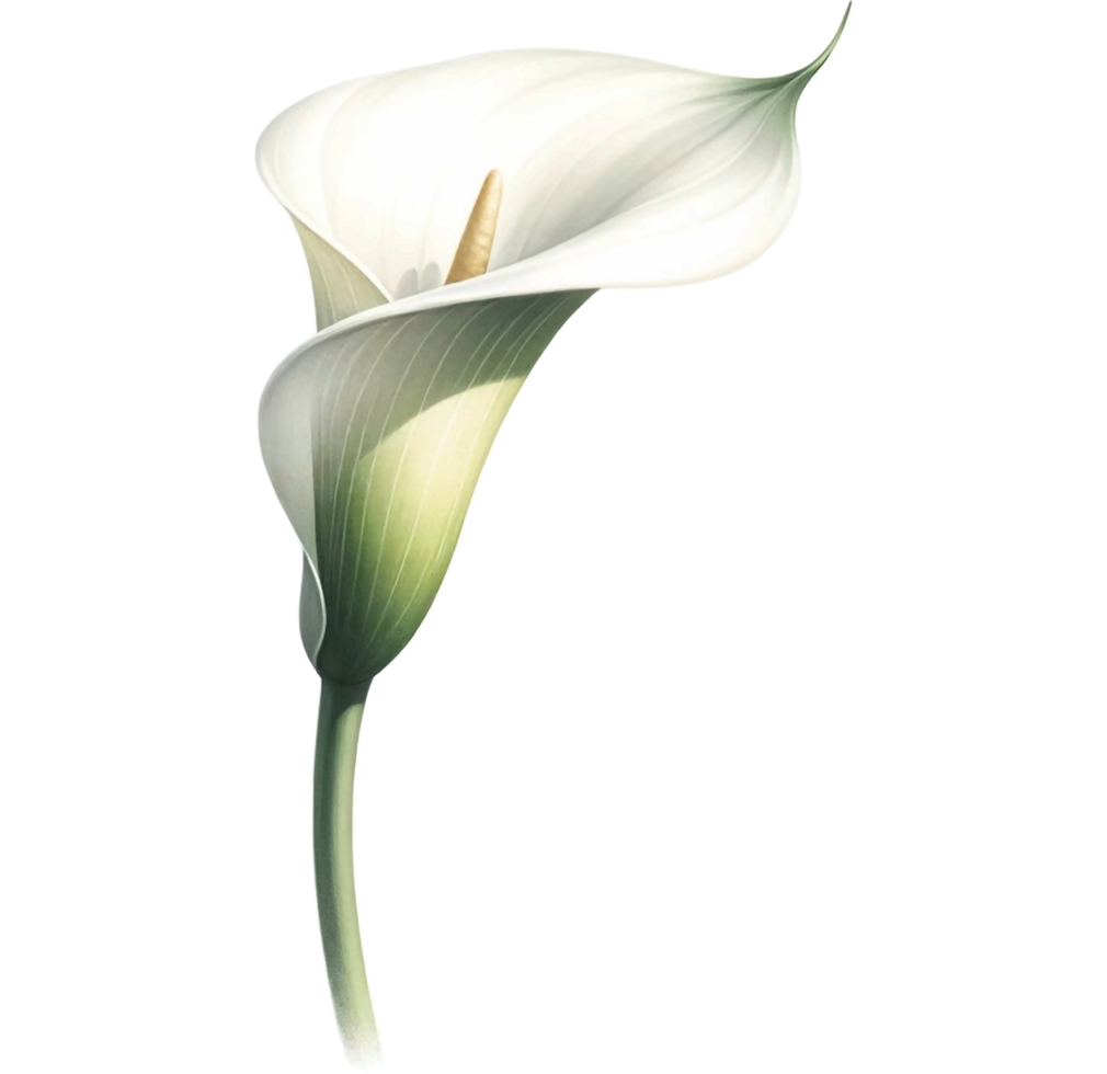 AI generated Watercolor Calla lily flower png transparent background, Generative AI free PNG