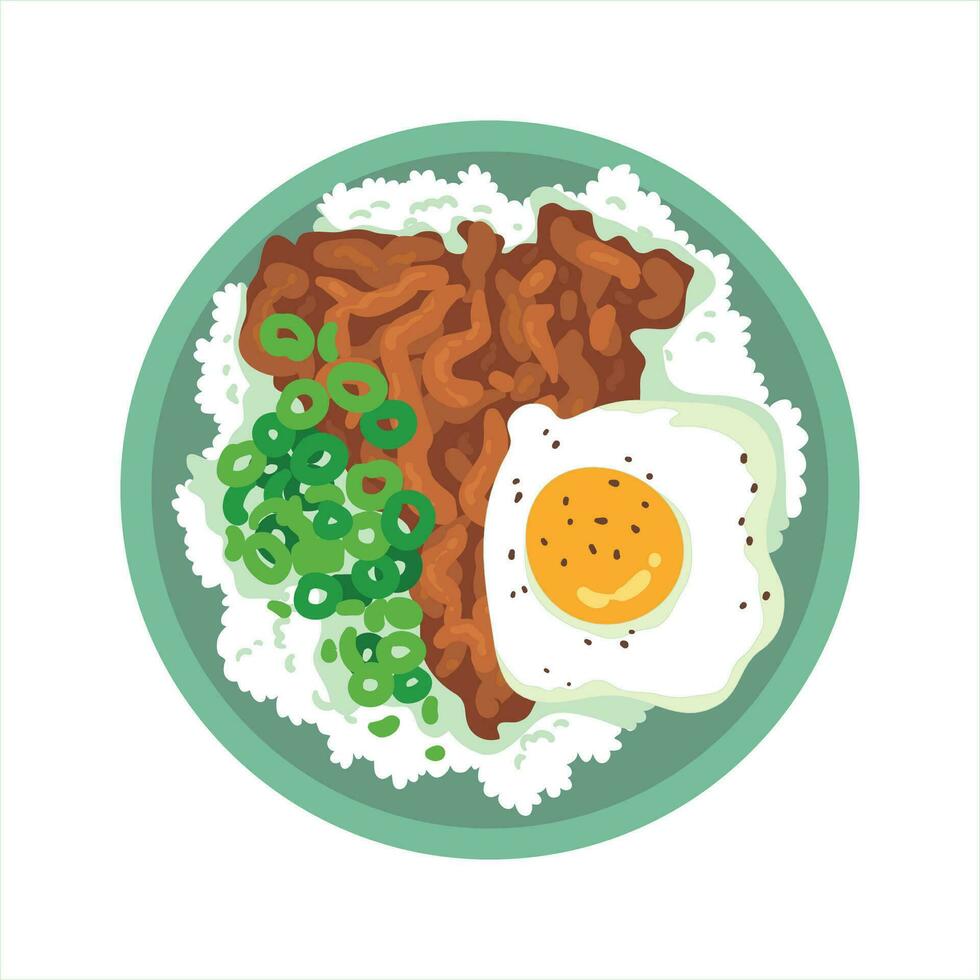 Gyudon comida vector ilustración