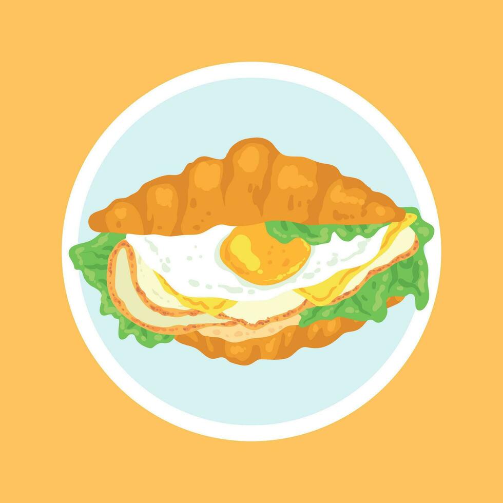 croissant sandwich vector illustration