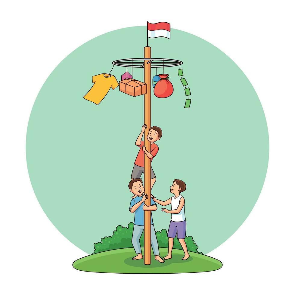 panjat pinang celebrates Indonesian independence vector