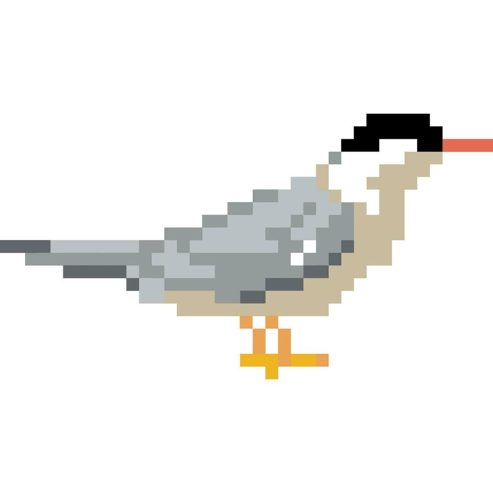 Bird cartoon icon in pixel style vector