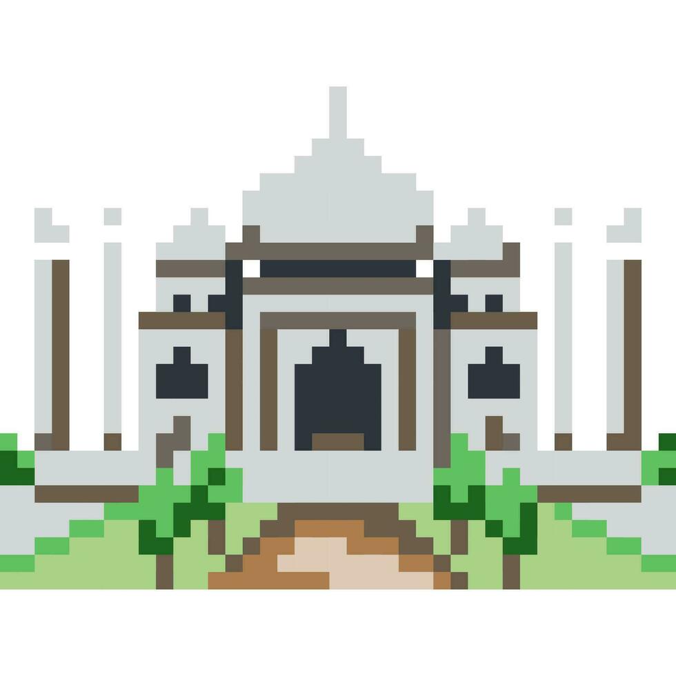 Castle cartoon icon in pixel style vector