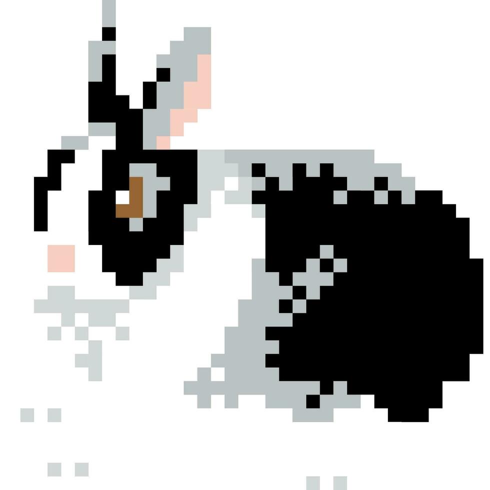 Rabbit cartoon icon in pixel style vector