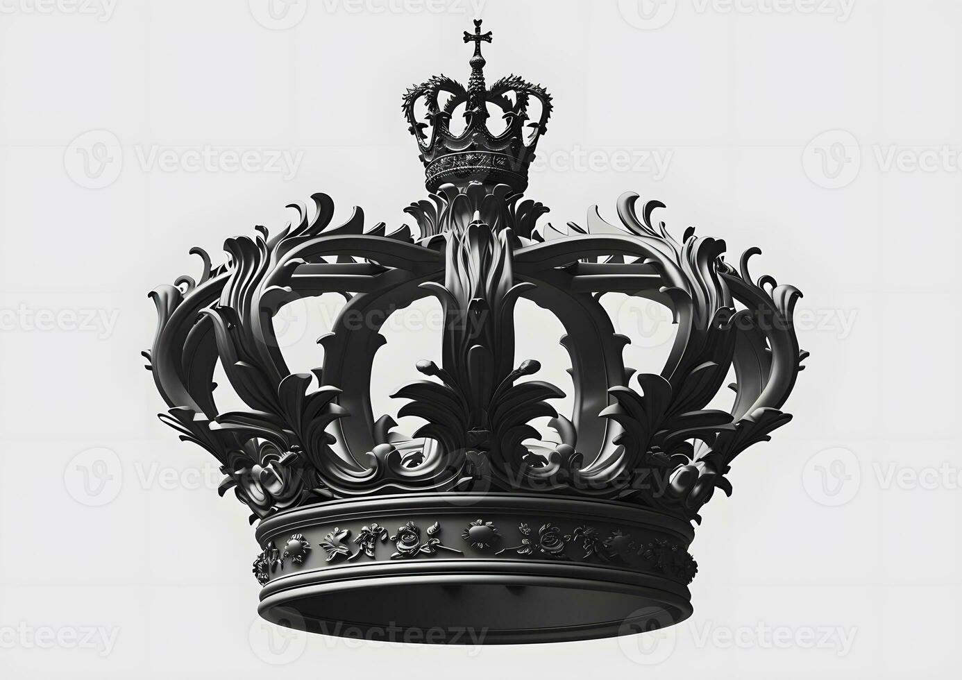 AI generated Black royal crown isolated on white background photo