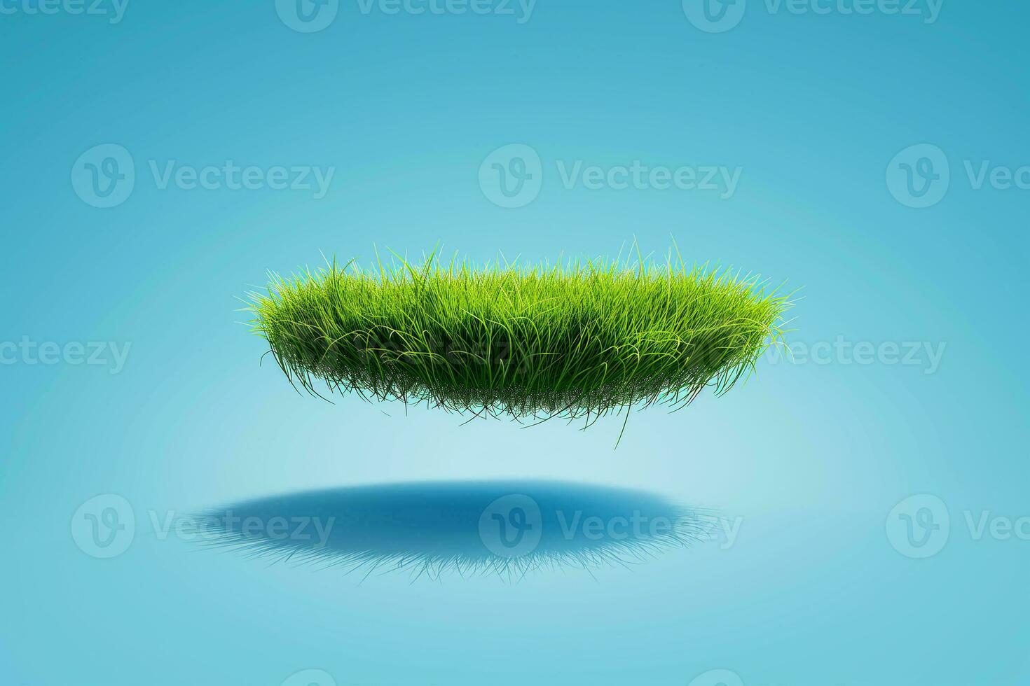 AI generated green piece of grass floating in the air photo