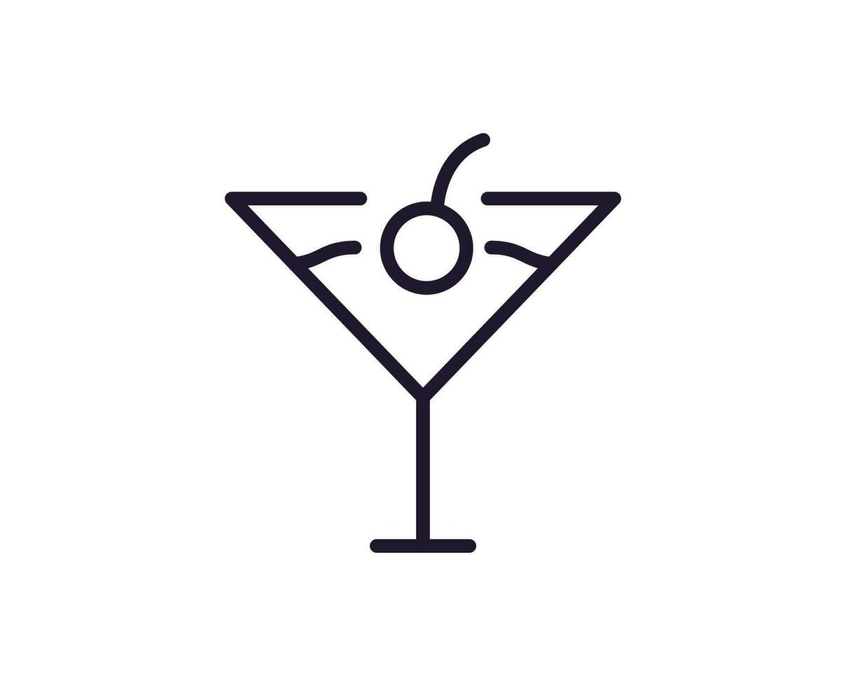 Single line icon of cocktail on isolated white background. High quality editable stroke for mobile apps, web design, websites, online shops etc. vector