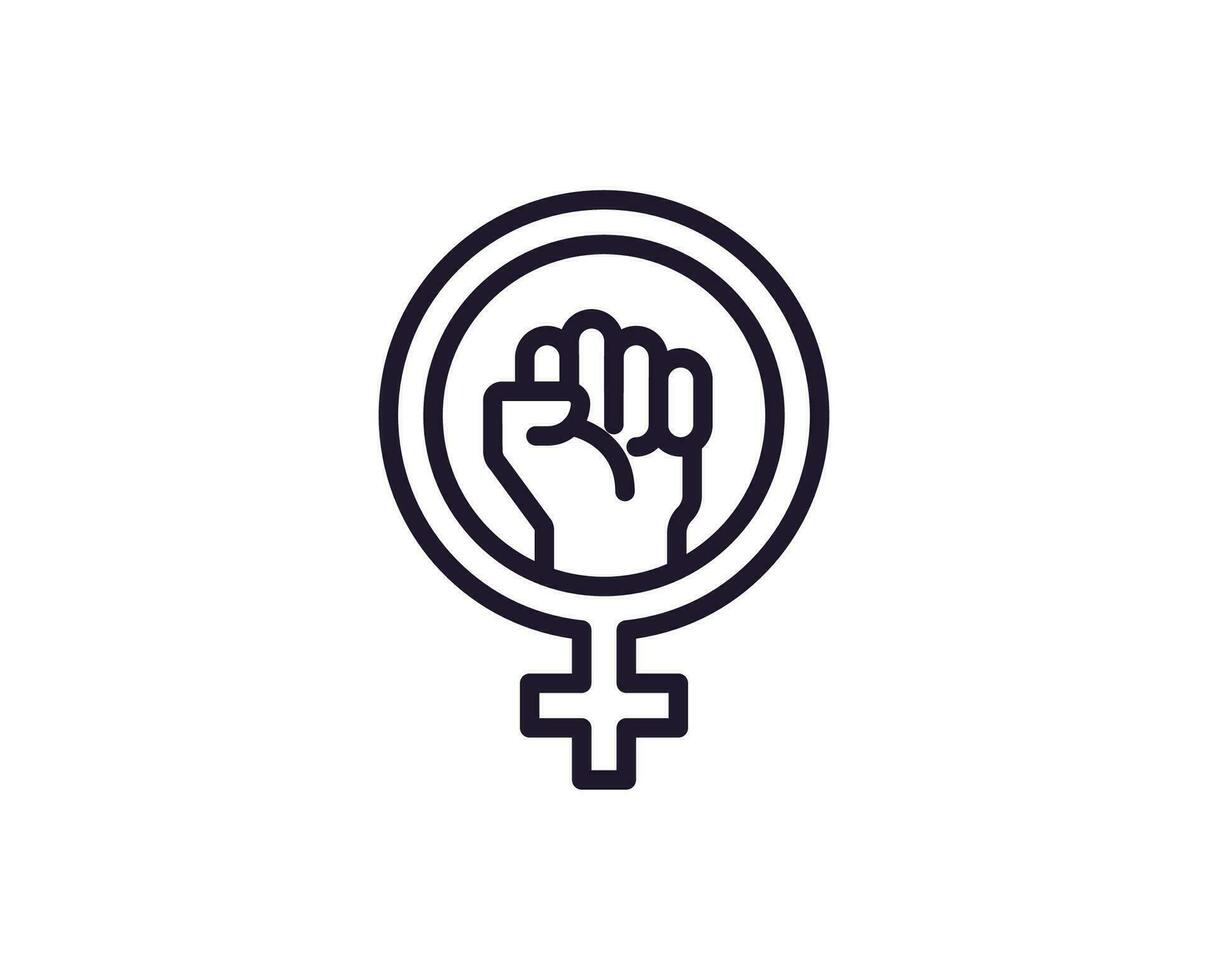 Feminism concept. Modern outline high quality illustration for banners, flyers and web sites. Editable stroke in trendy flat style. Line icon of fem vector