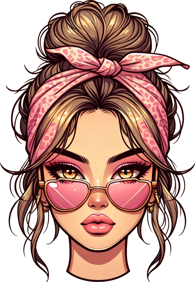 AI generated Digital art of a pop girl wearing sunglasses png