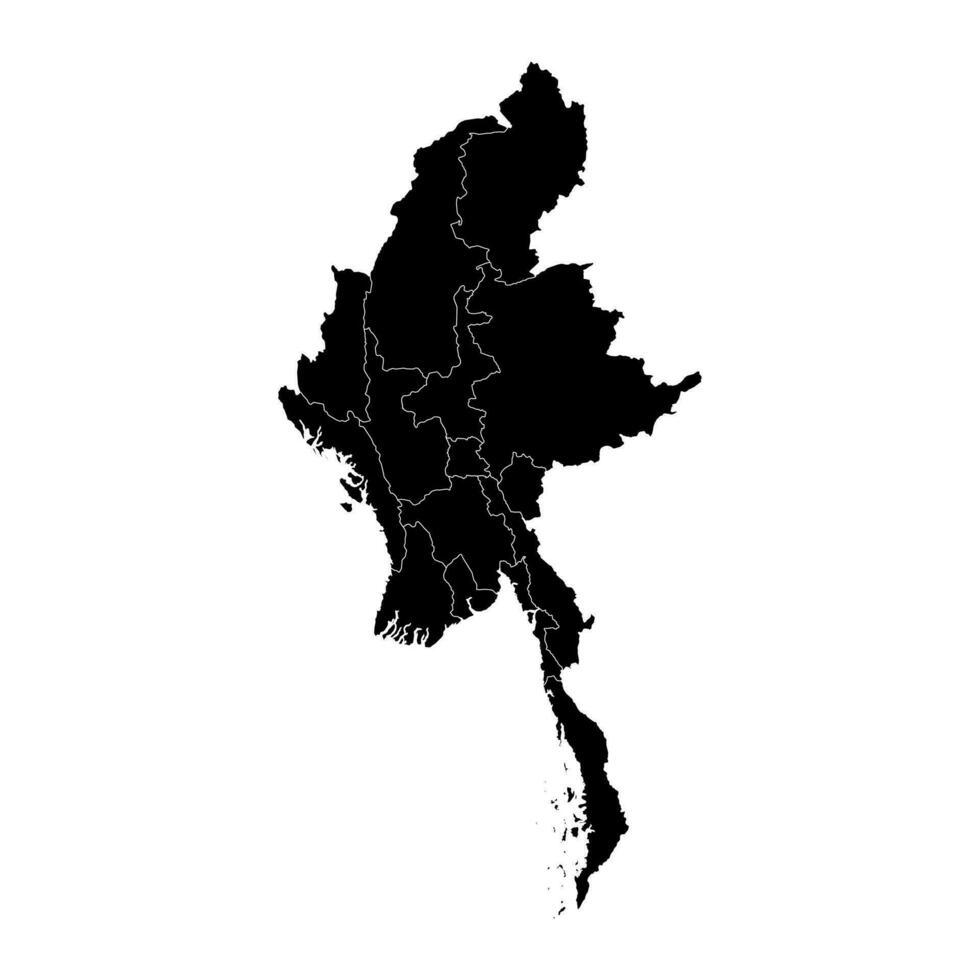 Myanmar map with administrative divisions. Vector illustration.