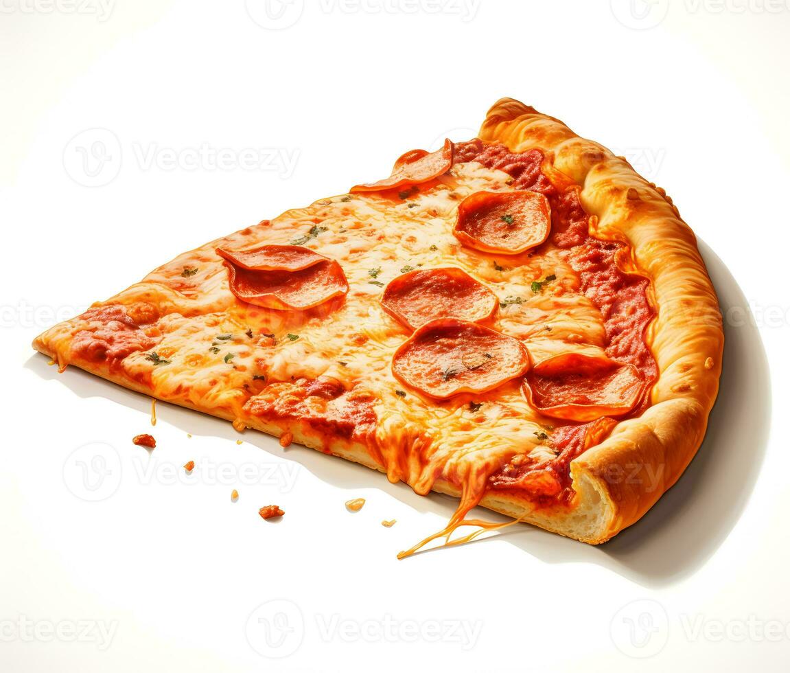 AI generated Pizza with salami and mozzarella isolated on white background photo